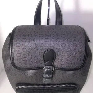 GUESS Black & Grey Monogram Faux Leather Backpack Guess MILANO COMPACT BACKPACK - Rucksack - dark black/black  main image 4